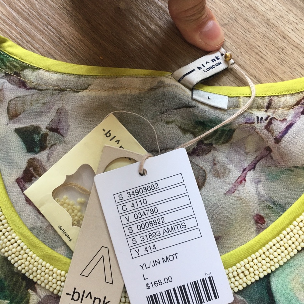 Anthropologie bl^nk Lemon Grove Beaded Blouse L - Picture 10 of 11